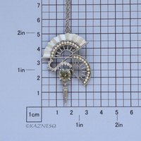 (C) KAZNESQ: Art Deco style Double Fan Green Amethyst Silver Pendant Necklace
