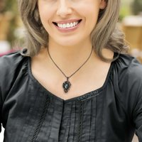 (C) KAZNESQ: Labradorite oxidized silver pendant necklace of Goth style