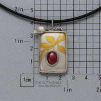 (C) KAZNESQ: Japanese red patina Hido and Keum Boo pendant of akebi