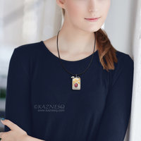 (C) KAZNESQ: Japanese red patina Hido and Keum Boo pendant of akebi