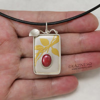 (C) KAZNESQ: Japanese red patina Hido and Keum Boo pendant of akebi