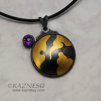 (C): KAZNESQ: Round abstract Keum Boo pendant with amethyst