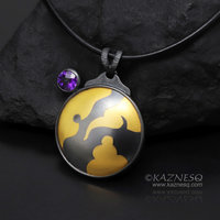 (C): KAZNESQ: Round abstract Keum Boo pendant with amethyst