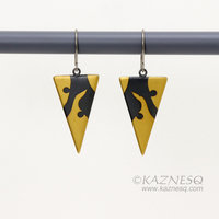 (C) KAZNESQ: Triangle abstract Keum boo oxidized silver earrings