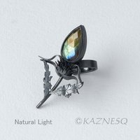 (C) KAZNESQ:Labradorite oxidized silver thistle ring