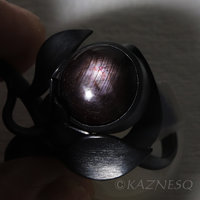 (C) KAZNESQ: Asterism brown stone nature inspired flower and leaf ring