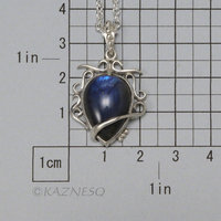 (C) KAZNESQ: Blue labradorite Art Nouveau style silver pendant necklace