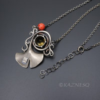 (C) KAZNESQ: Ginkgo citrine autumn fashion silver necklace