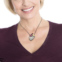 (C) KAZNESQ: Autumn red leaf and ginkgo necklace, desert druzy pendant