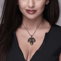 (C) KAZNESQ: Tourmaline quartz Art Nouveau style arch pendant necklace
