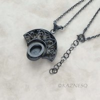 (C) KAZNESQ: Tourmaline quartz Art Nouveau style arch pendant necklace