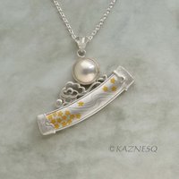 (C) KAZNESQ apanese samurai sword mabe pearl Keum Boo silver necklace