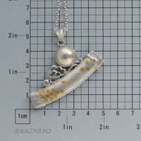 (C) KAZNESQ apanese samurai sword mabe pearl Keum Boo silver necklace