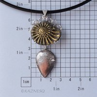 (C) KAZNESQ: Ammonite fossil pyrite silver pendant necklace