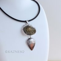 (C) KAZNESQ: Ammonite fossil pyrite silver pendant necklace