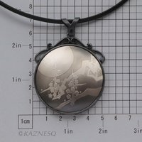 (C) KAZNESQ: The moon and blossoms Keum Boo silver circle pendant necklace