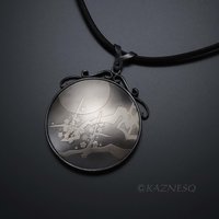 (C) KAZNESQ: The moon and blossoms Keum Boo silver circle pendant necklace