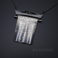 (C) KAZNESQ: Japanese Kimono motif Keum Boo silver necklace