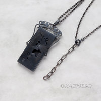 (C) KAZNESQ: Art Nouveau style rectangle wild grape Keum Boo necklace