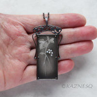 (C) KAZNESQ: Art Nouveau style rectangle wild grape Keum Boo necklace