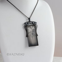 (C) KAZNESQ: Art Nouveau style rectangle wild grape Keum Boo necklace