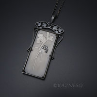 (C) KAZNESQ: Art Nouveau style rectangle wild grape Keum Boo necklace