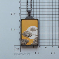 (C) KAZNESQ: Asian clouds and the sun motif gold and silver Keum Boo necklace