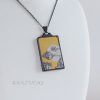 (C) KAZNESQ: Asian clouds and the sun motif gold and silver Keum Boo necklace