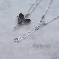 (C) KAZNESQ: Opal and orange sapphire Art Nouveau style silver necklace