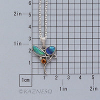 (C) KAZNESQ: Opal and orange sapphire Art Nouveau style silver necklace