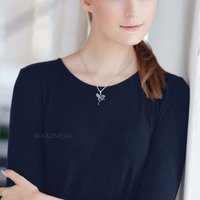 (C) KAZNESQ: Opal and orange sapphire Art Nouveau style silver necklace