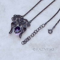 (C) KAZNESQ: Art Nouveau style ivy openwork Keum Boo amethyst necklace