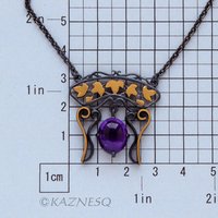 (C) KAZNESQ: Art Nouveau style ivy openwork Keum Boo amethyst necklace
