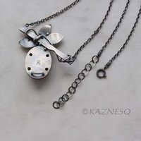 (C) KAZNESQ: Akebi of Japanese red heat patina and oxidized silver necklace