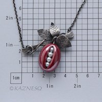 (C) KAZNESQ: Akebi of Japanese red heat patina and oxidized silver necklace