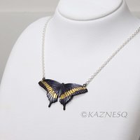 (C) KAZNESQ: Keum Boo and Japanese iroage patina shakudo swallowtail necklace