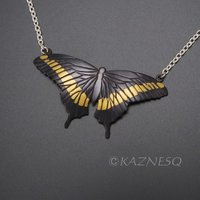 (C) KAZNESQ: Keum Boo and Japanese iroage patina shakudo swallowtail necklace