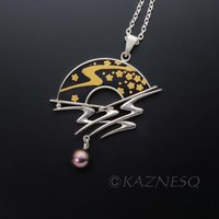 (C) KAZNESQ: Keum Boo and Japanese black patina Shakudo and silver necklace
