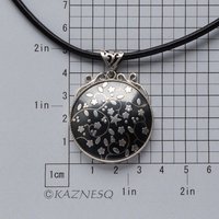 (C)KAZNESQ: Black copper and silver flower necklace