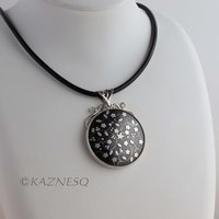 (C)KAZNESQ: Black copper and silver flower necklace