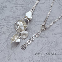 SOLD: Moonflower motif silver pendant necklace with an akoya pearl
