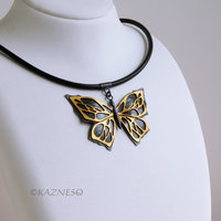 (C) KAZNESQ: Art Nouveau style Black and gold Keum Boo oxidized silve(C) KAZNESQ