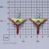 (C) KAZNESQ: peridot silver green moon moth earrings