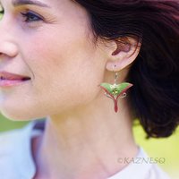 (C) KAZNESQ: peridot silver green moon moth earrings