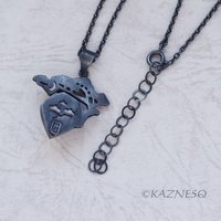 (C) KAZNESQ: Pine Tree Bonsai motif amethyst and MOP Oxidized Silver Pendant Nec