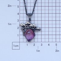 (C) KAZNESQ: Pine Tree Bonsai motif amethyst and MOP Oxidized Silver Pendant Nec