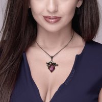 (C) KAZNESQ: Pine Tree Bonsai motif amethyst and MOP Oxidized Silver Pendant Nec