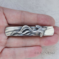 (C) KAZNESQ: Silver Barrette of sculptural KOI fish