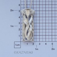 (C) KAZNESQ: Art Nouveau style mat finish silver floral pendant necklace with Ak