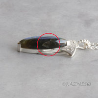 (C) KAZNESQ: Blue Marquise Labradorite Art Nouveau Openwork Silver Pendant Neckl